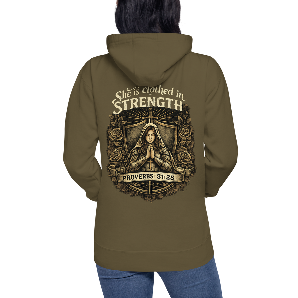 “She Is Clothed in Strength” Unisex Hoodie  Rock-Founded Co.