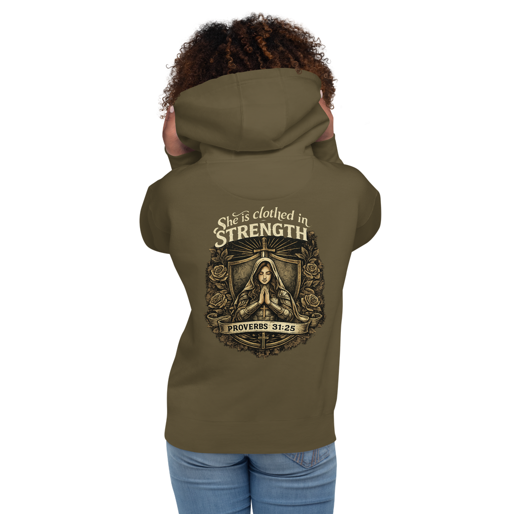 “She Is Clothed in Strength” Unisex Hoodie  Rock-Founded Co.