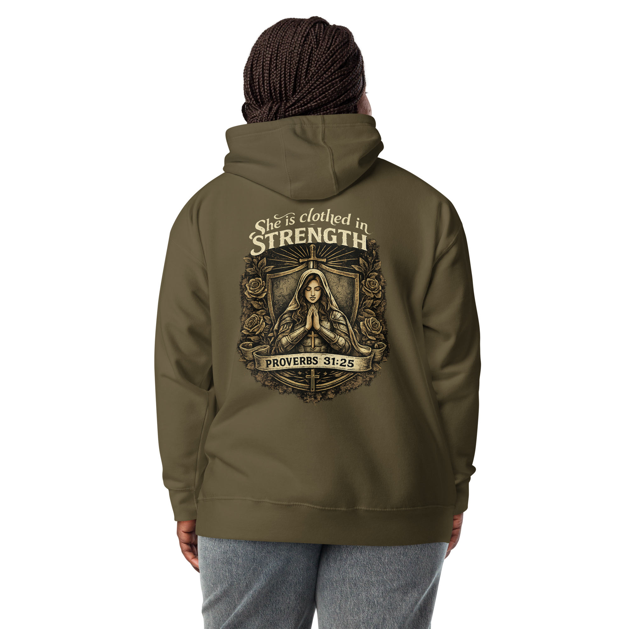 “She Is Clothed in Strength” Unisex Hoodie  Rock-Founded Co.